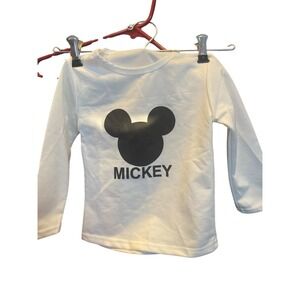Disney Mickey Mouse Graphic Long Sleeve White Kids Shirt Crewneck Top